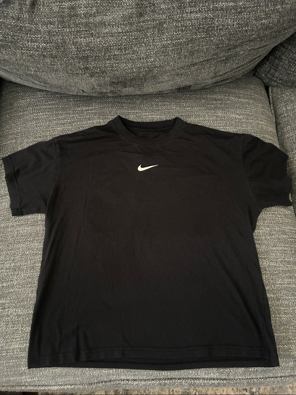 Like new! Nike Black Tee with White Swoosh Logo w/ back graphic